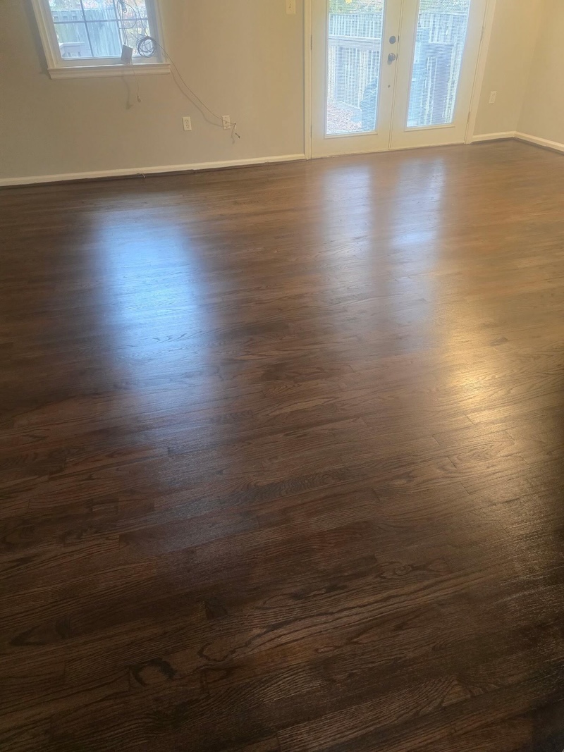 Hardwood floor after restoration with sanding and staining